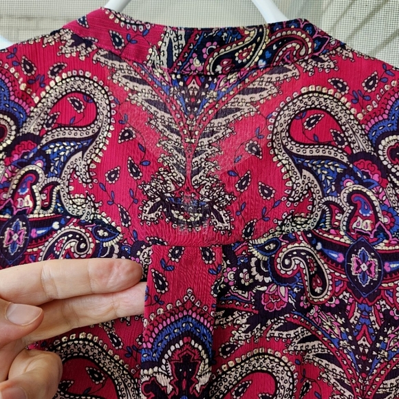 Tommy Hilfinger red top blouse paisley pattern sleeveless lined size M - Picture 8 of 13